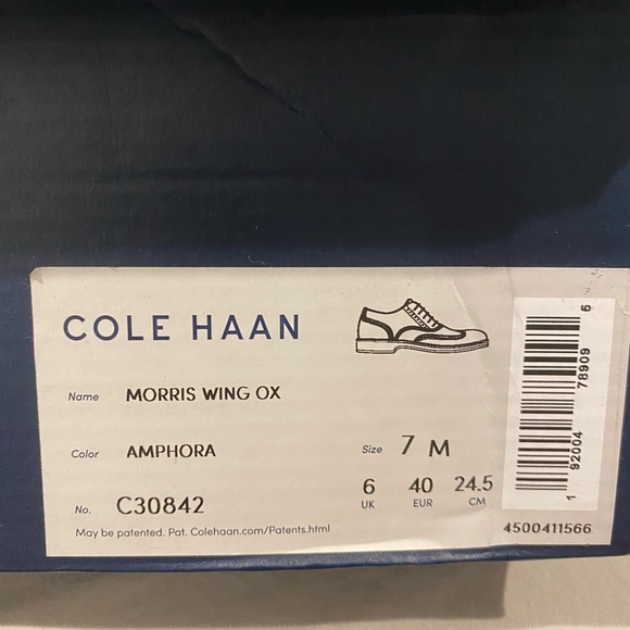 Cole Haan Men's Morris Wingtip Oxford Amphora Beige Size 7 - new in box! - Picture 5 of 5